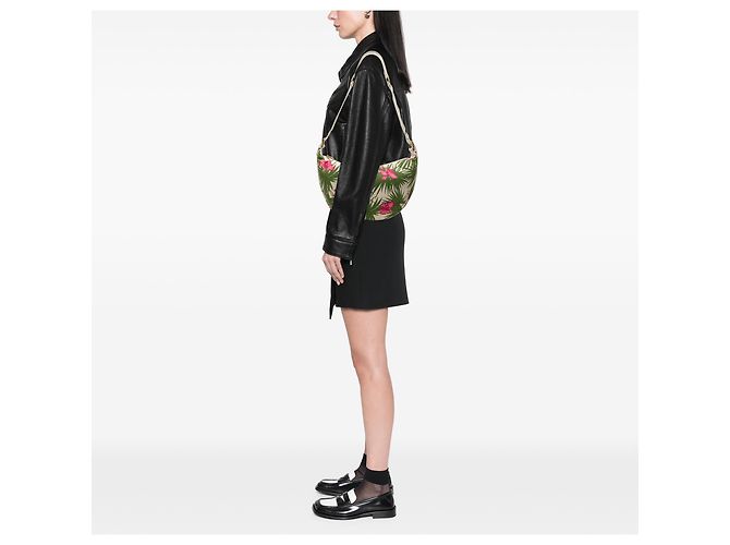 Céline Celine Borsa a tracolla in tela stampata floreale bianca Bianco - vista 8