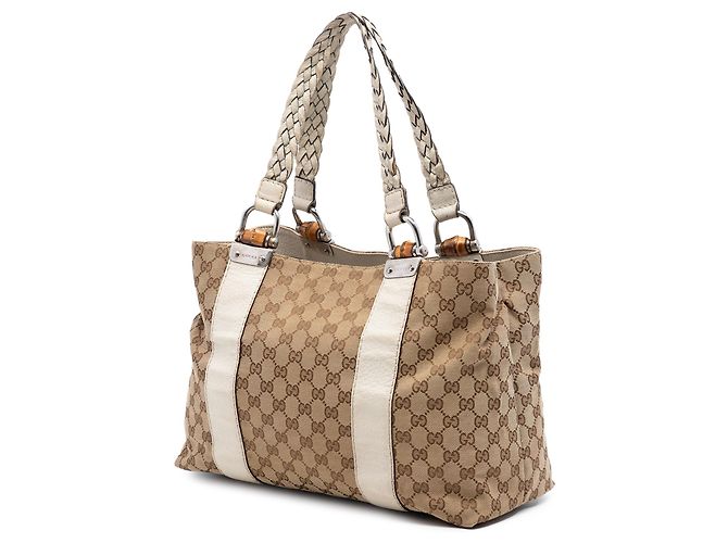 Gucci Beige Medium GG Canvas Bamboo Libeccio Tote - Ansicht 2