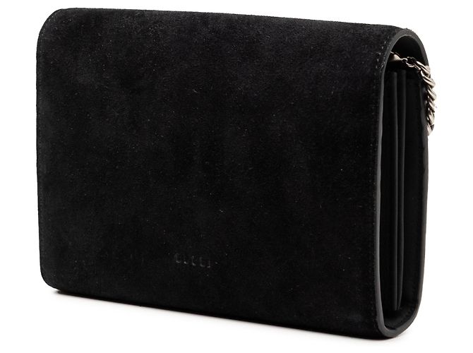 Portafoglio Gucci Dionysus in catena in suede nero - vista 2