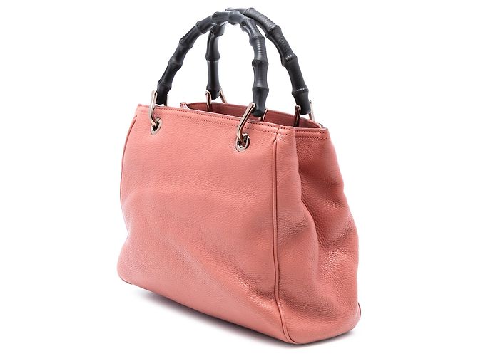 Bamboo Borsa shopper piccola in pelle di vitello rosa Gucci con bambù - vista 2
