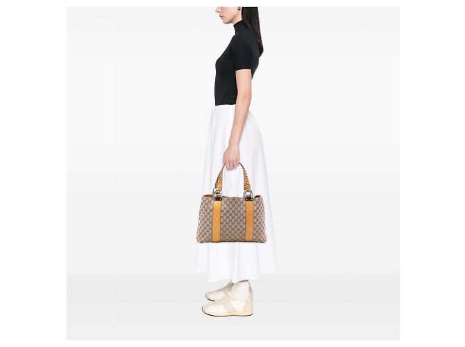 Gucci Beige GG Canvas Bamboo Libeccio Tote - Ansicht 7