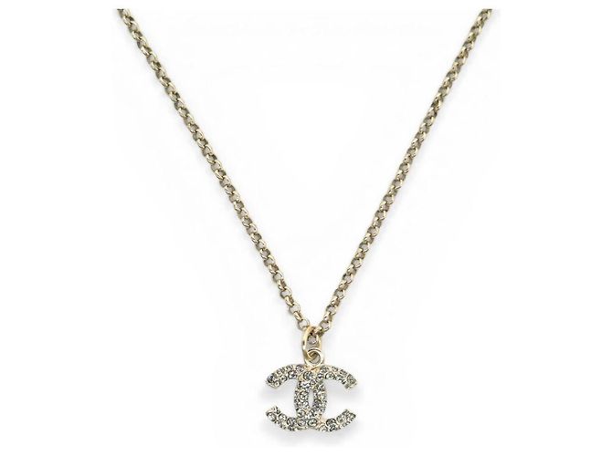 NUOVO COLLANA CHANEL LOGO CC STRASS PERLE MULTICOLORI 59,5CM ORO D'oro - vista 3