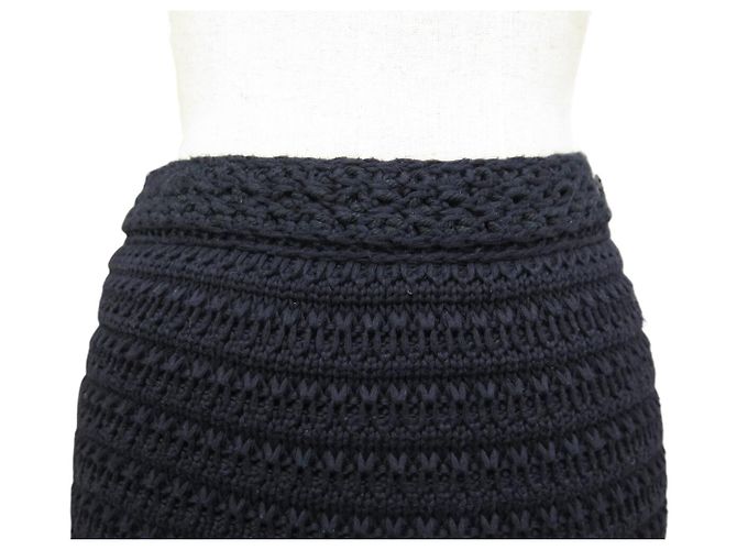 NUEVA FALDA RECTO CHANEL P41336K03073 M 38 ALGODÓN AZUL MARINO - vista 2