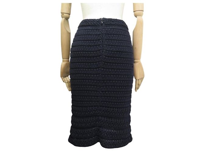 NUEVA FALDA RECTO CHANEL P41336K03073 M 38 ALGODÓN AZUL MARINO - vista 3