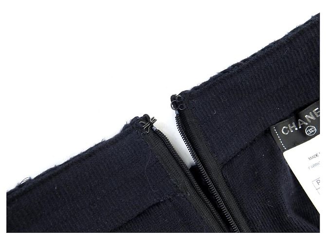 NUEVA FALDA RECTO CHANEL P41336K03073 M 38 ALGODÓN AZUL MARINO - vista 8