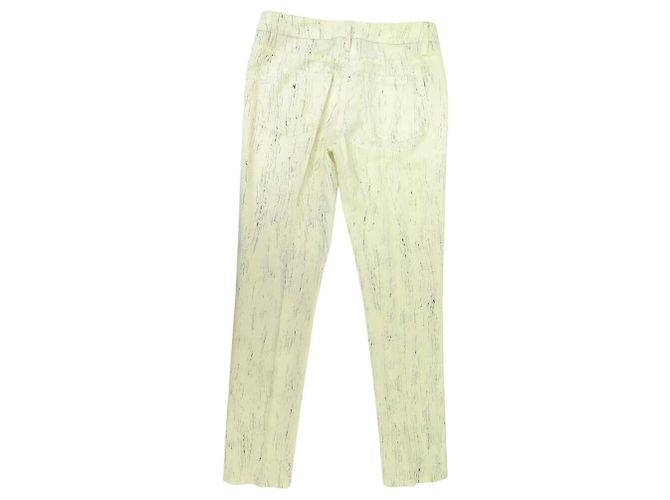 NEW CHANEL PANTS MARBLE EFFECT CC LOGO BUTTON P43196V31291 SIZE 36 Cream - view 3