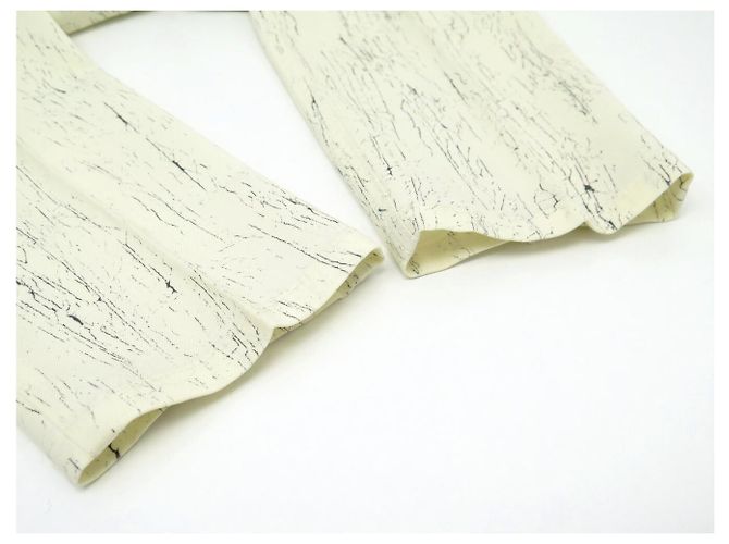 NEW CHANEL PANTS MARBLE EFFECT CC LOGO BUTTON P43196V31291 SIZE 36 Cream - view 9