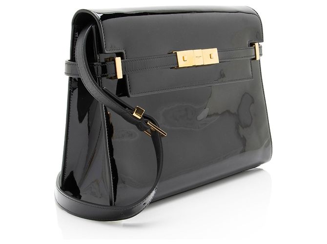 Saint Laurent Handtasche Manhattan Medium aus Lackleder Schwarz - Ansicht 2