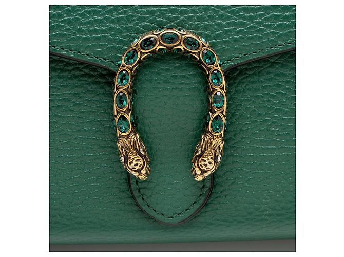 Portafoglio a catena Dionysus in pelle e cristalli Gucci Verde - vista 10