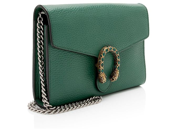 Portafoglio a catena Dionysus in pelle e cristalli Gucci Verde - vista 2