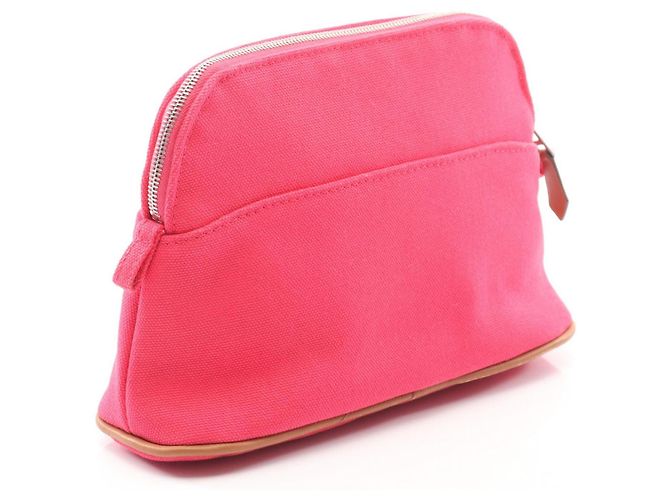 Pochette Bolide 20 in tela e pelle Hermès Rosa - vista 2