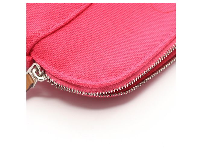 Pochette Bolide 20 in tela e pelle Hermès Rosa - vista 5