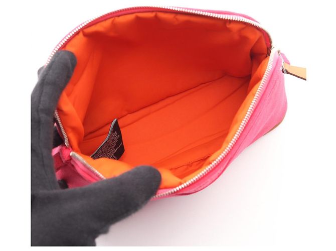 Pochette Bolide 20 in tela e pelle Hermès Rosa - vista 6