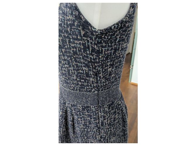 Tweed-Kleid Christian Dior Grau Metallisch Dunkelblau - Ansicht 3
