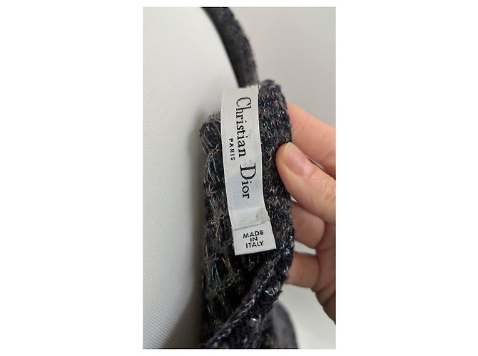 Tweed-Kleid Christian Dior Grau Metallisch Dunkelblau - Ansicht 8