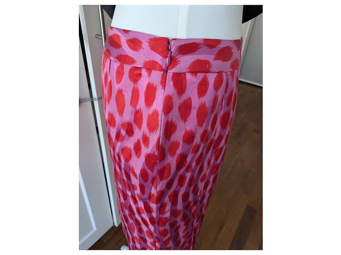 Falda de seda con estampado de leopardo Christian Dior París Rosa Roja - vista 10