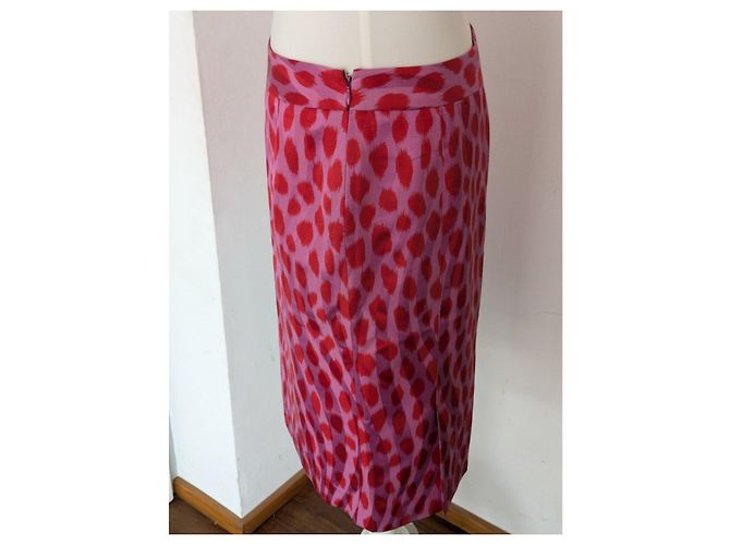 Falda de seda con estampado de leopardo Christian Dior París Rosa Roja - vista 2