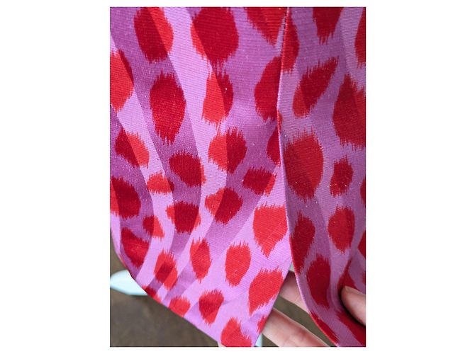 Falda de seda con estampado de leopardo Christian Dior París Rosa Roja - vista 3