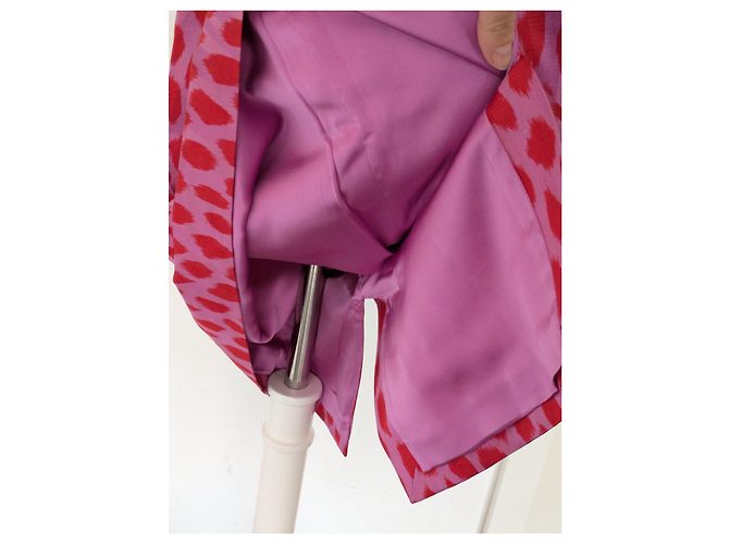 Falda de seda con estampado de leopardo Christian Dior París Rosa Roja - vista 7