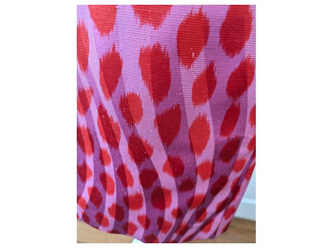Falda de seda con estampado de leopardo Christian Dior París Rosa Roja - vista 8