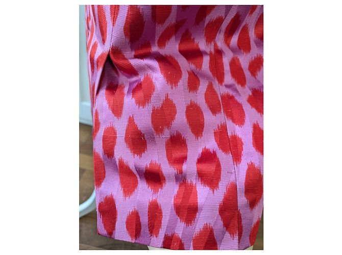 Falda de seda con estampado de leopardo Christian Dior París Rosa Roja - vista 9