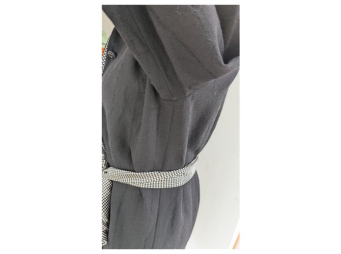 Céline Vestido negro Celine con acentos de vichy Blanco - vista 10