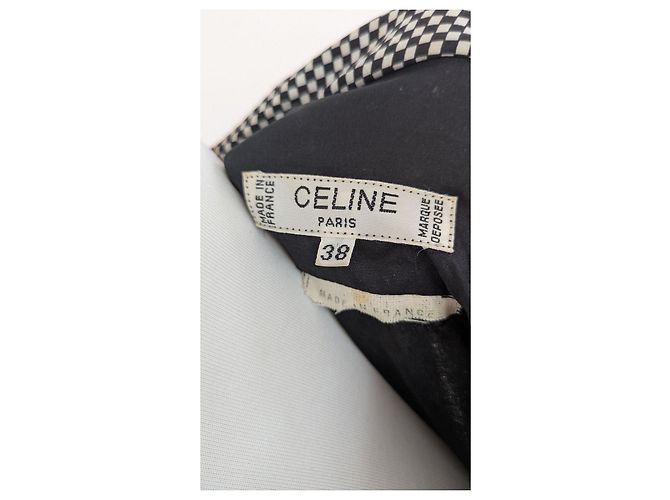 Céline Vestido negro Celine con acentos de vichy Blanco - vista 11
