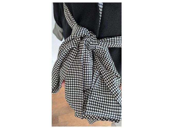 Céline Vestido negro Celine con acentos de vichy Blanco - vista 12