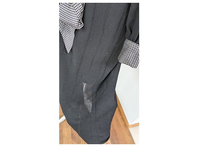 Céline Vestido negro Celine con acentos de vichy Blanco - vista 3
