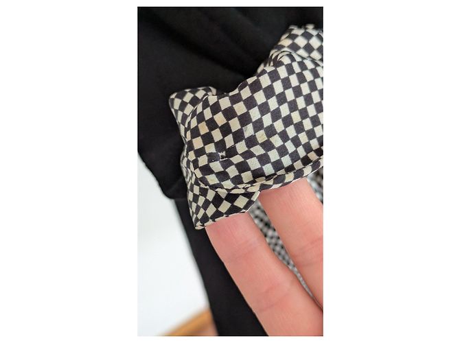 Céline Vestido negro Celine con acentos de vichy Blanco - vista 8
