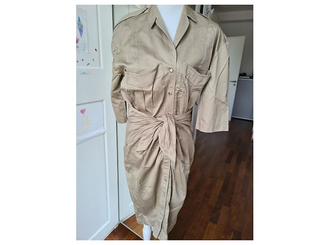 Polka Dot Hemdblusenkleid Thierry Mugler Paris Beige - Ansicht 2