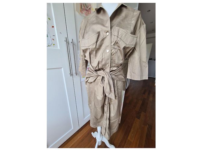 Polka Dot Hemdblusenkleid Thierry Mugler Paris Beige - Ansicht 8