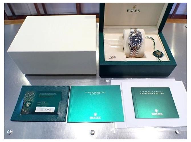 ROLEX Datejust36 quadrante nero 10P diamante bracciale Jubilee '21 Uomo Argento - vista 11