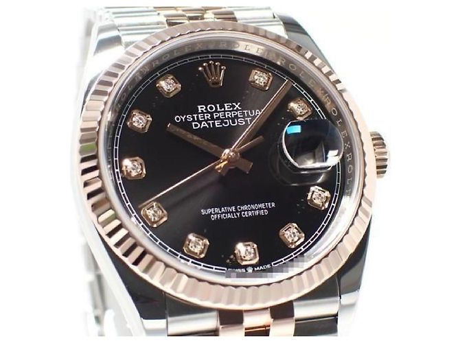 ROLEX Datejust36 quadrante nero 10P diamante bracciale Jubilee '21 Uomo Argento - vista 2