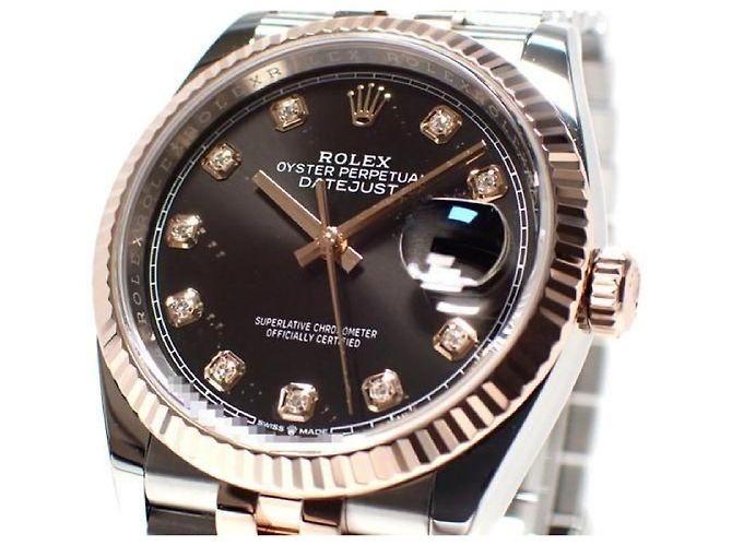 ROLEX Datejust36 quadrante nero 10P diamante bracciale Jubilee '21 Uomo Argento - vista 3