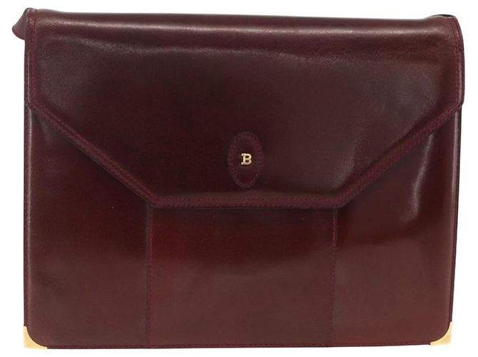 BALLY Borsa a Spalla in Pelle Bordeaux Oro Auth 173972 D'oro Bordò - vista 13