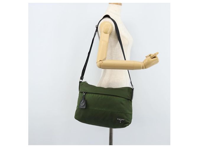 PRADA Schultertasche Nylon Grün Silber Authentisch 173841 - Ansicht 27