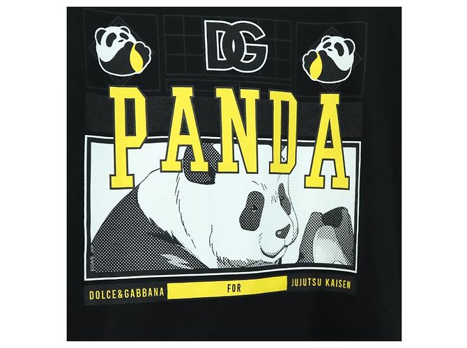 Dolce & Gabbana DOLCE&GABBANA D&G x Jujutsu Kaisen Camiseta Panda de Algodón Negra Auth 167061SM - vista 6