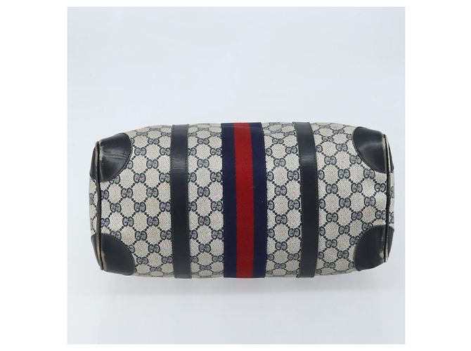 Gucci Borsa Boston GG Supreme Sherry Line in PVC Navy Gold Auth LNZ318 D'oro Blu navy - vista 5