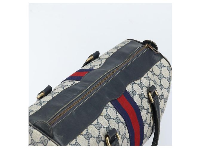 Gucci Borsa Boston GG Supreme Sherry Line in PVC Navy Gold Auth LNZ318 D'oro Blu navy - vista 6