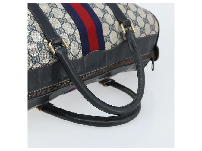 Gucci Borsa Boston GG Supreme Sherry Line in PVC Navy Gold Auth LNZ318 D'oro Blu navy - vista 7