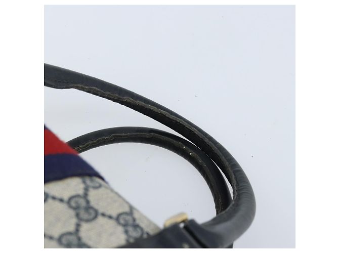 Gucci Borsa Boston GG Supreme Sherry Line in PVC Navy Gold Auth LNZ318 D'oro Blu navy - vista 8