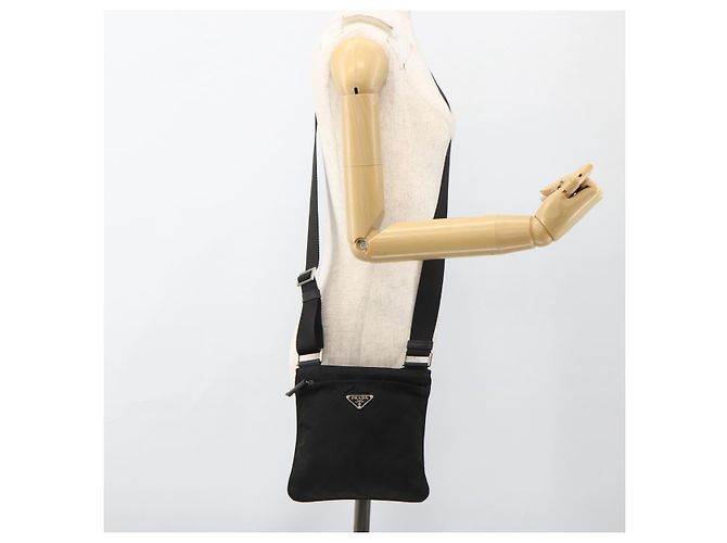 Borsa a spalla PRADA in nylon nero argento autentica ep13614 - vista 23