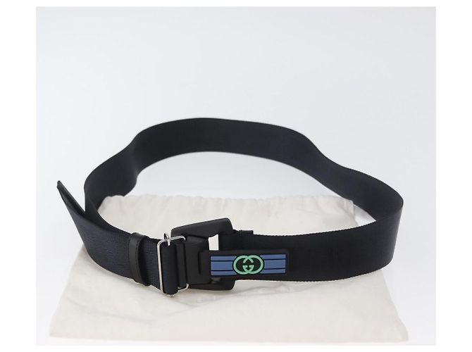 Cinturón GUCCI de nylon negro 778889 Auth BA11346V - vista 10
