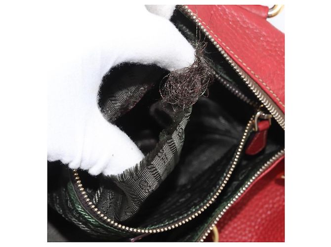 PRADA Borsa a Mano in Pelle 2 in 1 Rossa Oro Auth ka2905 Rosso D'oro - vista 12