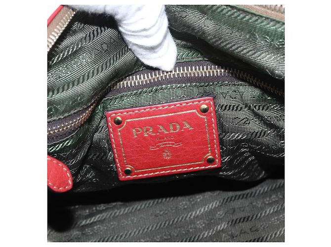PRADA Borsa a Mano in Pelle 2 in 1 Rossa Oro Auth ka2905 Rosso D'oro - vista 20