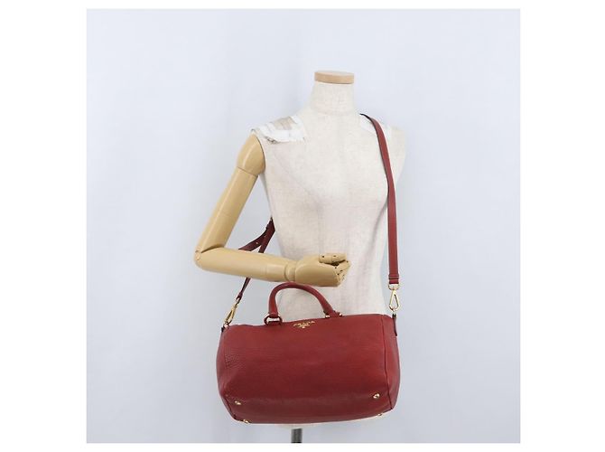 PRADA Borsa a Mano in Pelle 2 in 1 Rossa Oro Auth ka2905 Rosso D'oro - vista 25