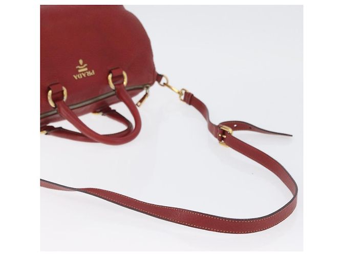 PRADA Borsa a Mano in Pelle 2 in 1 Rossa Oro Auth ka2905 Rosso D'oro - vista 8