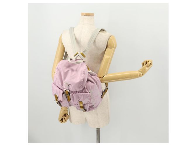 Mochila PRADA de nylon rosa prata Auth LNZ309 - vista 30