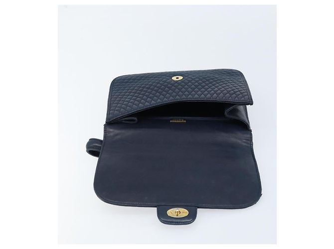 BALLY Borsa a mano in pelle blu navy dorato Auth 166993 D'oro - vista 10